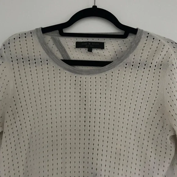 RAG & BONE ARIANA PERFORATED WHITE/GRAY SWEATER XS! - Picture 6 of 9